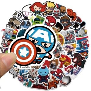Avengers Waterproof Stickers – Kawaii Q-Version Cartoon Pack (50pcs).         C4